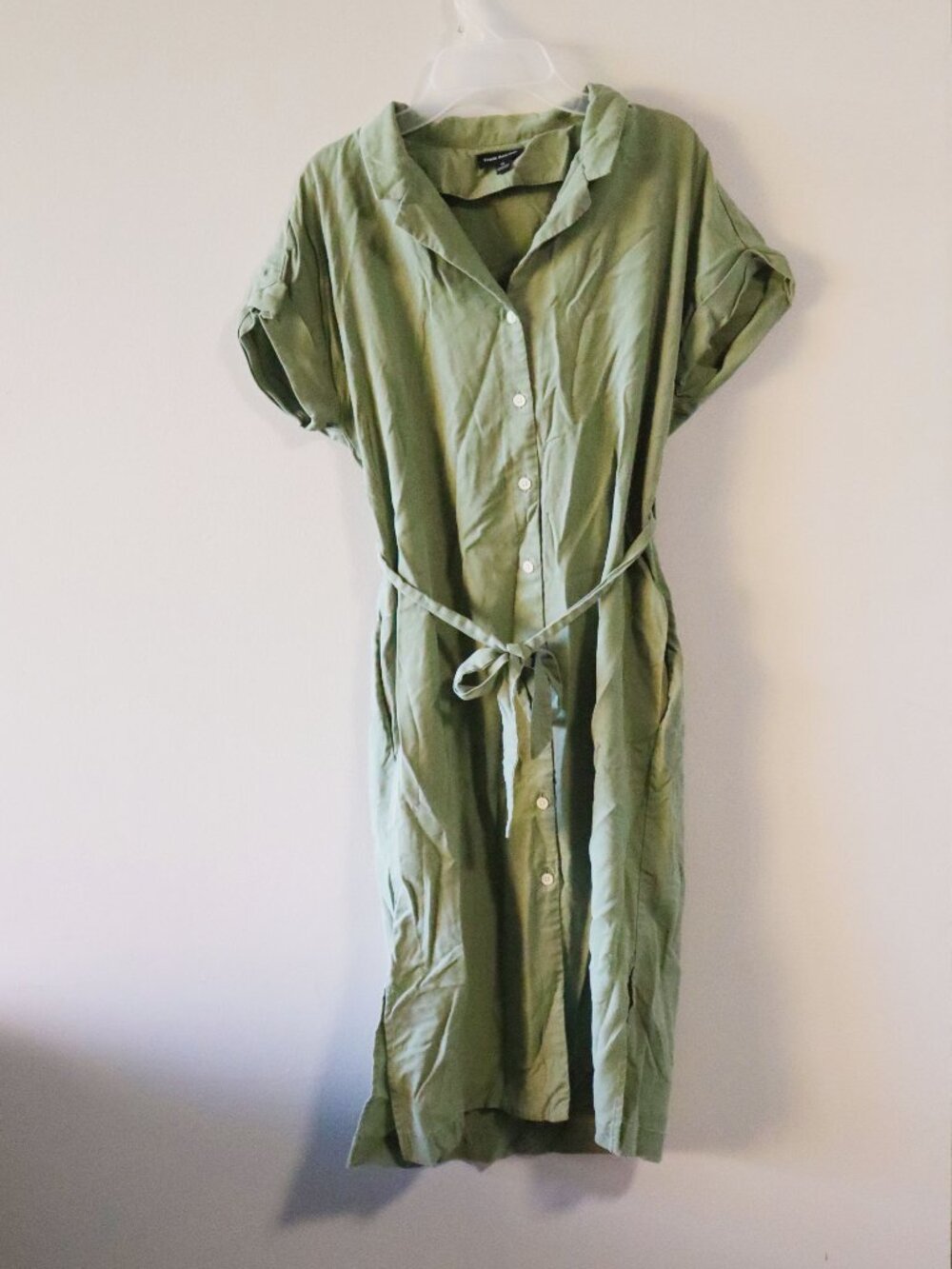 Frank And Oak Sage Green Safari Button Up Dress Size XS